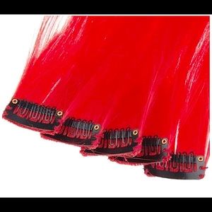 Red remy human hair clip-in extensions